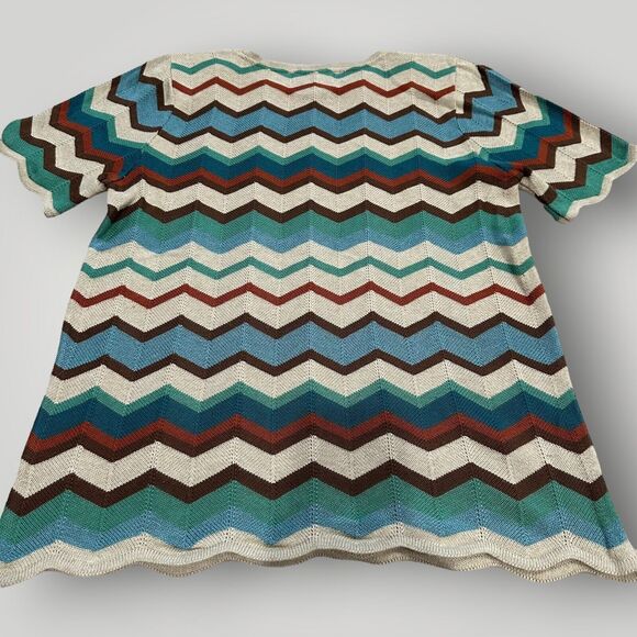 Alfred Dunner Women's S Multicolor Chevron Striped Short Sleeve Lightweight Top - Picture 7 of 11